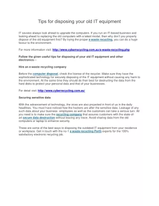 tips for disposing your old it equipment