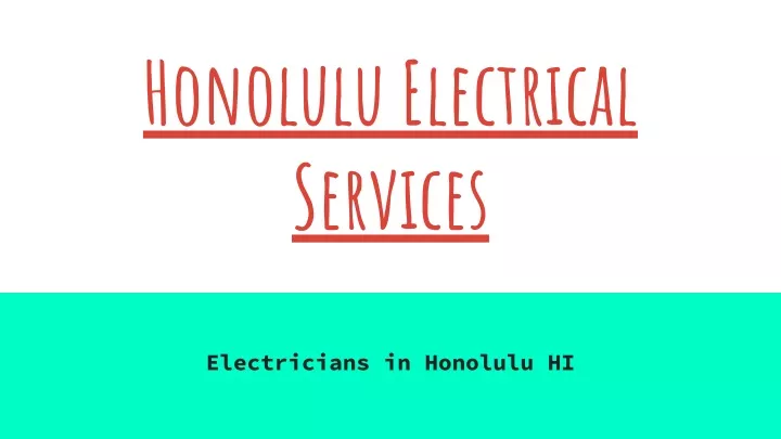 honolulu electrical services