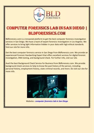 Computer Forensics Lab in San Diego | Bldforensics.com