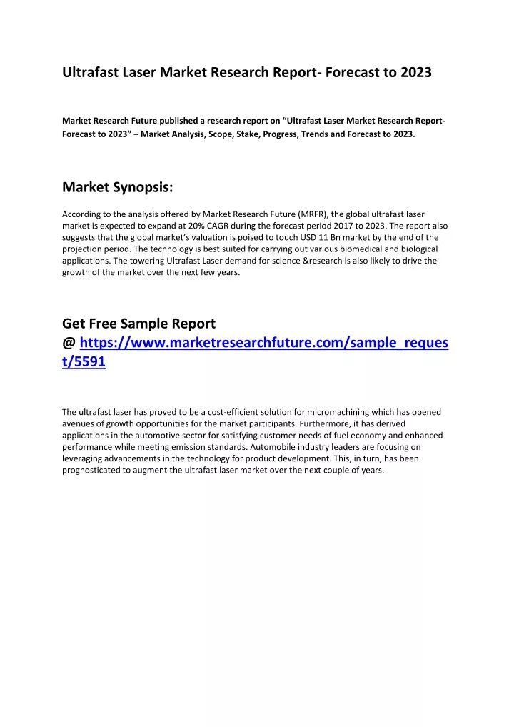 ultrafast laser market research report forecast