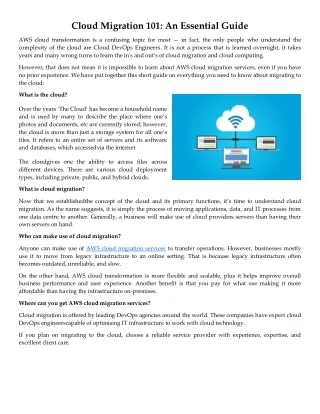 Cloud Migration 101: An Essential Guide