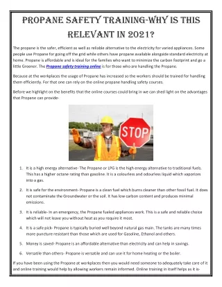 propane safety training why is this relevant