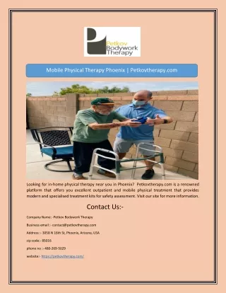 Mobile Physical Therapy Phoenix | Petkovtherapy.com