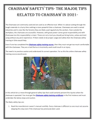 chainsaw safety tips the major tips related