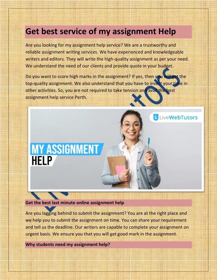 get best service of my assignment help