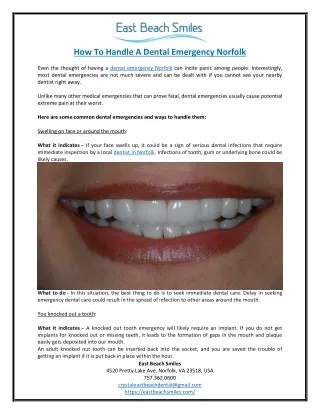 How To Handle A Dental Emergency Norfolk