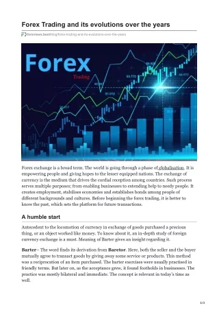 forex trading and its evolutions over the years
