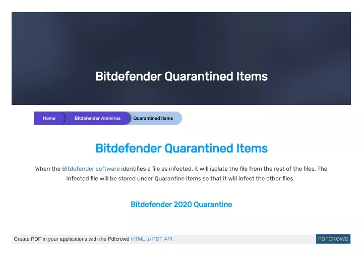 bitdefender quarantined items