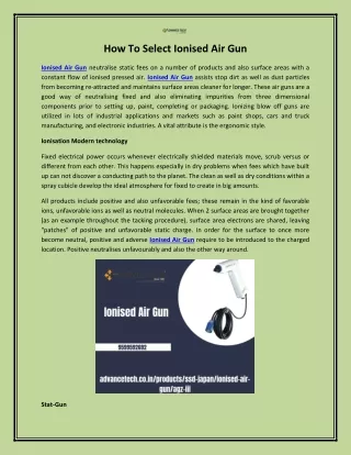 how to select ionised air gun