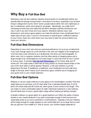 why buy a full size bed