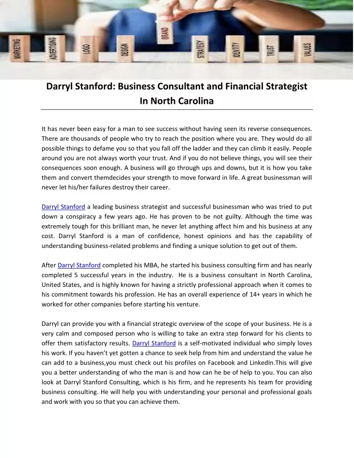 darryl stanford business consultant and financial