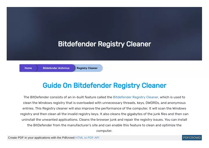 bitdefender registry cleaner