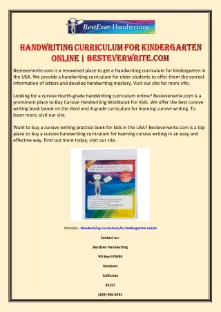Handwriting Curriculum for Kindergarten Online | Besteverwrite.com