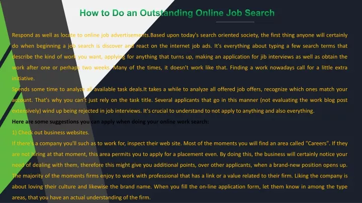 how to do an outstanding online job search