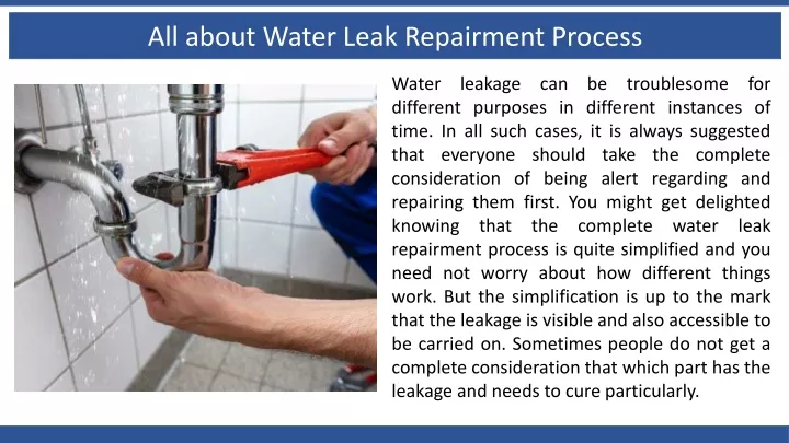all about water leak repairment process
