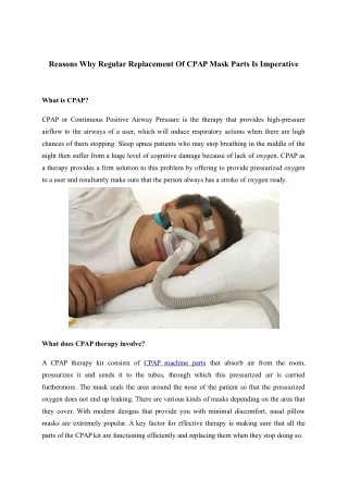 Reasons Why Regular Replacement Of CPAP Mask Parts Is Imperative