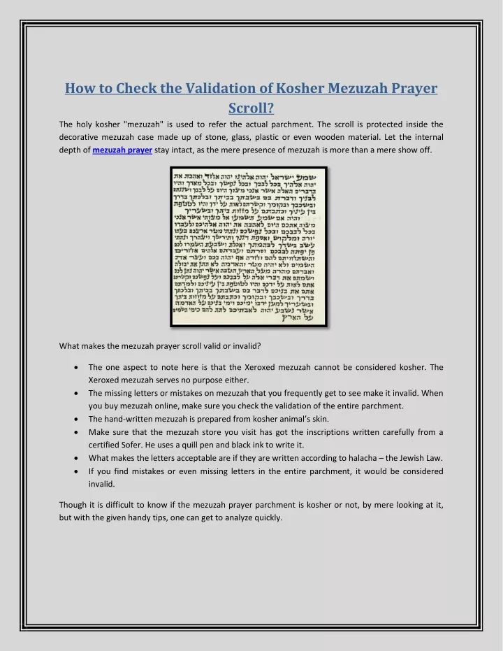 how to check the validation of kosher mezuzah