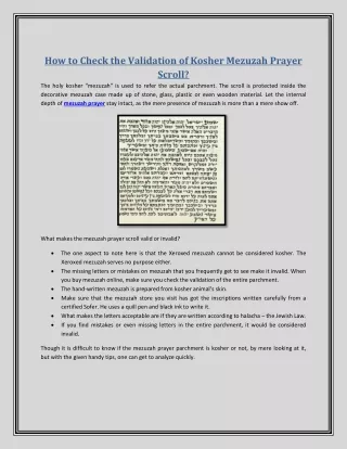 How to Check the Validation of Kosher Mezuzah Prayer Scroll?