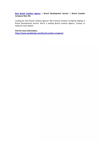 best brand creation agency brand development