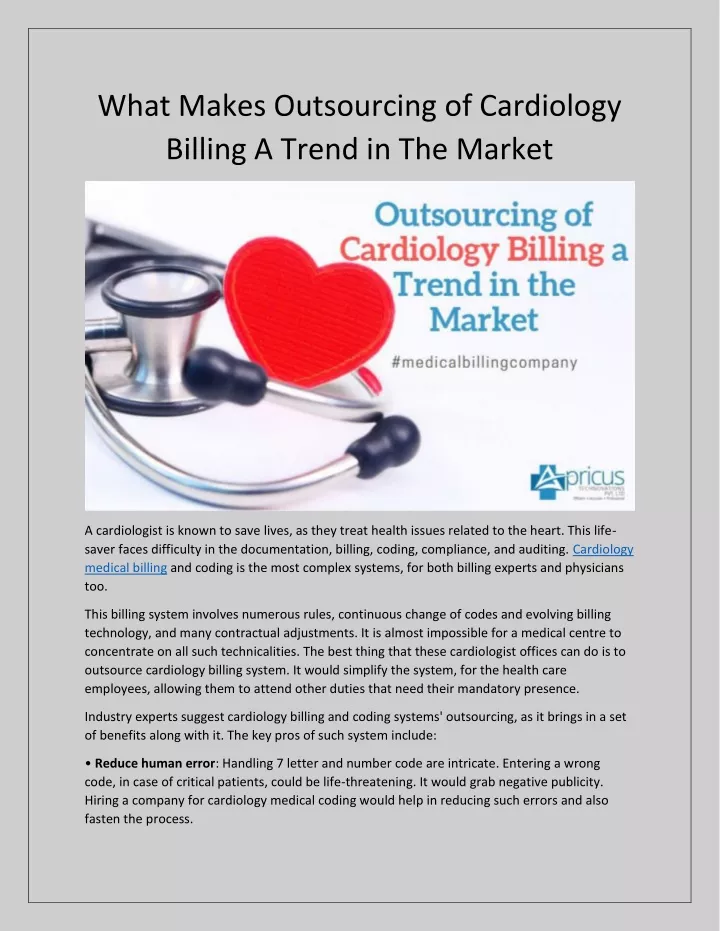 what makes outsourcing of cardiology billing