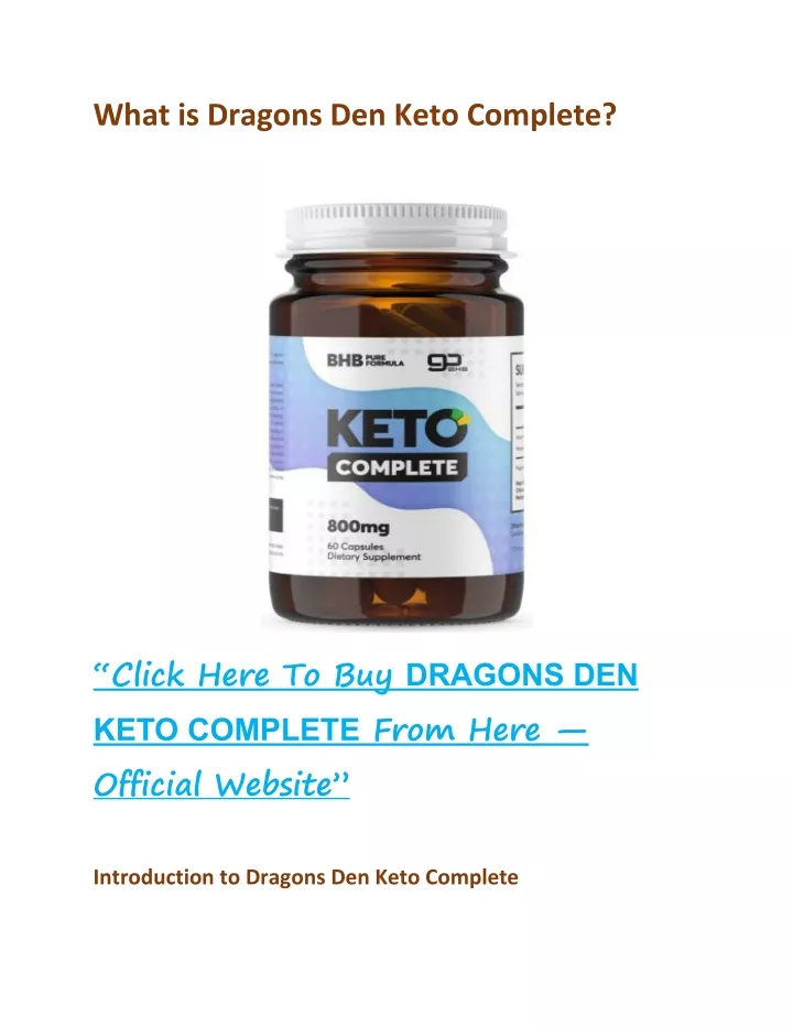 what is dragons den keto complete