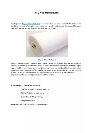 Poly Wool Manufacturers