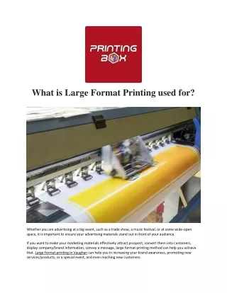 What is Large Format Printing used for?