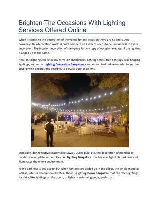 Brighten The Occasions With Lighting Services Offered Online