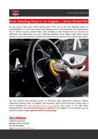 auto detailing shop in los angeles ghost shield