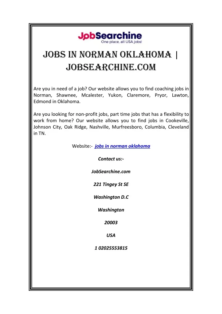 jobs in norman oklahoma jobsearchine com