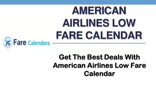 American Airlines Low Fare Calendar