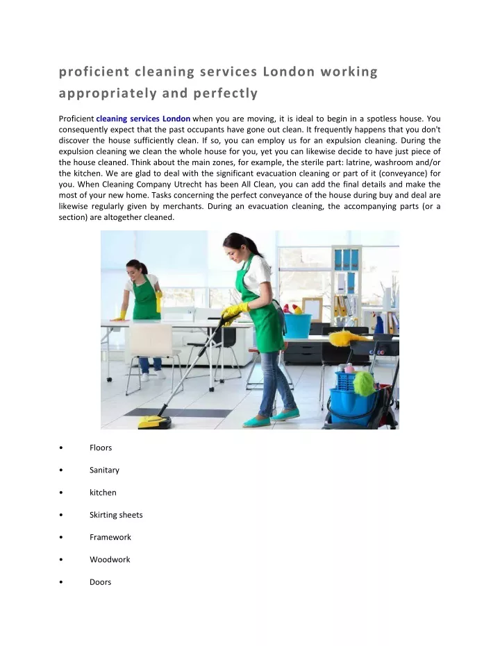proficient cleaning services london working