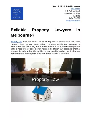 Reliable Property Lawyers in Melbourne?