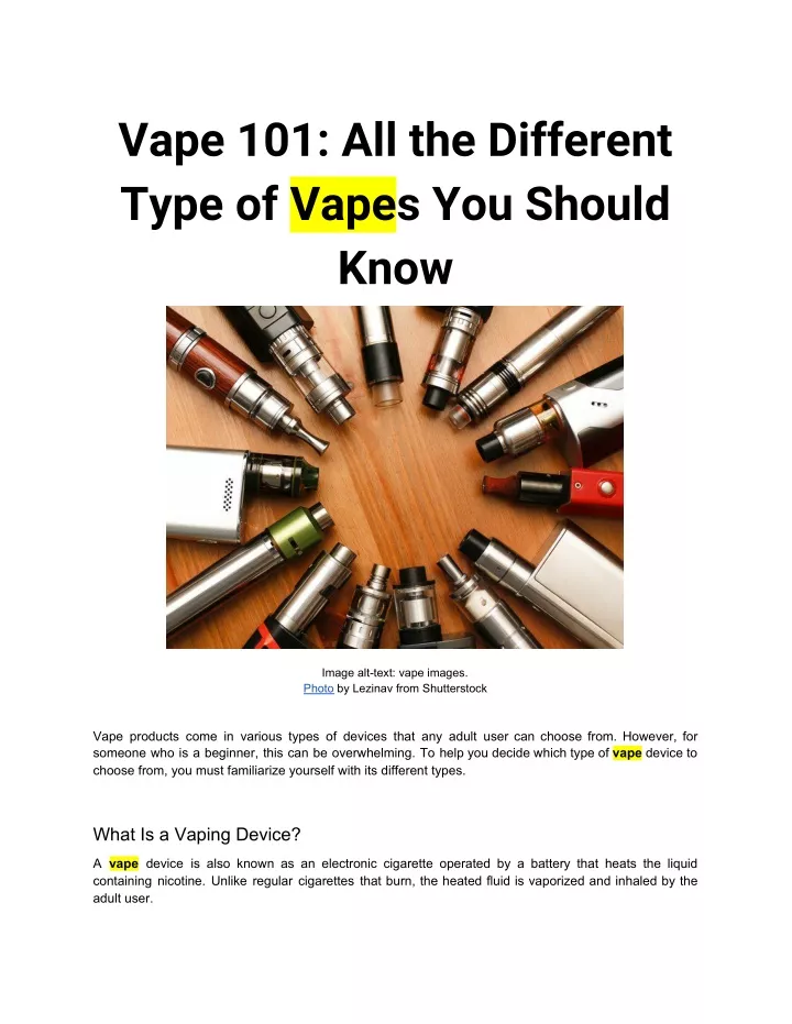 vape 101 all the different type of vape