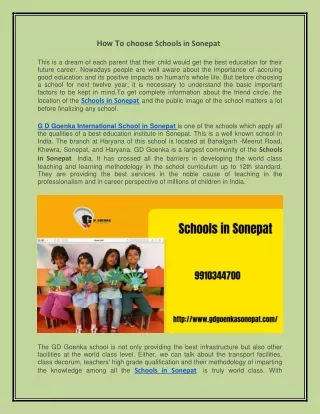 how to choose schools in sonepat