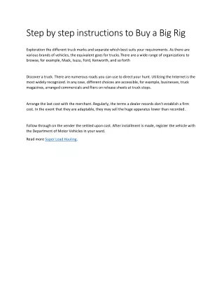 step by step instructions to buy a big rig