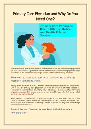 primary care physician primary care physician and