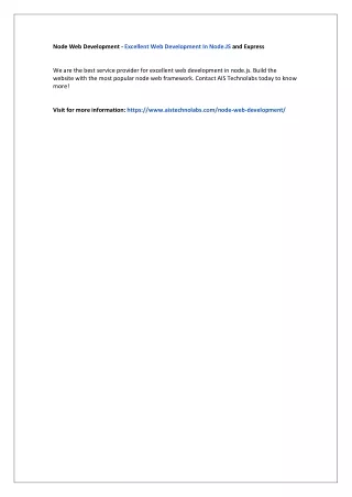 node web development excellent web development