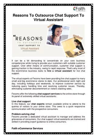 reasons to outsource chat support to virtual