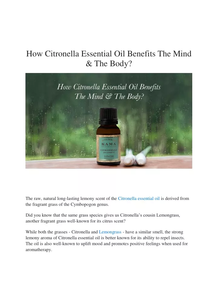 how citronella essential oil benefits the mind