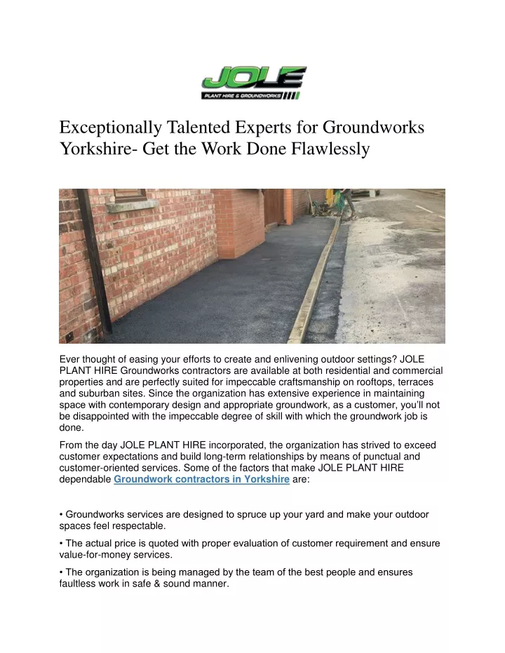 exceptionally talented experts for groundworks