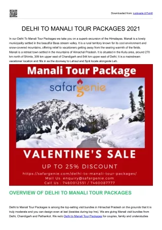 DELHI TO MANALI TOUR PACKAGES (2021)