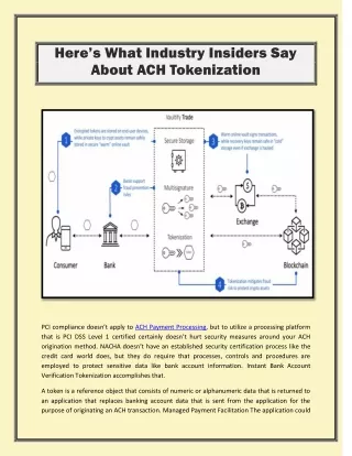 Here’s What Industry Insiders Say About Ach Tokenization