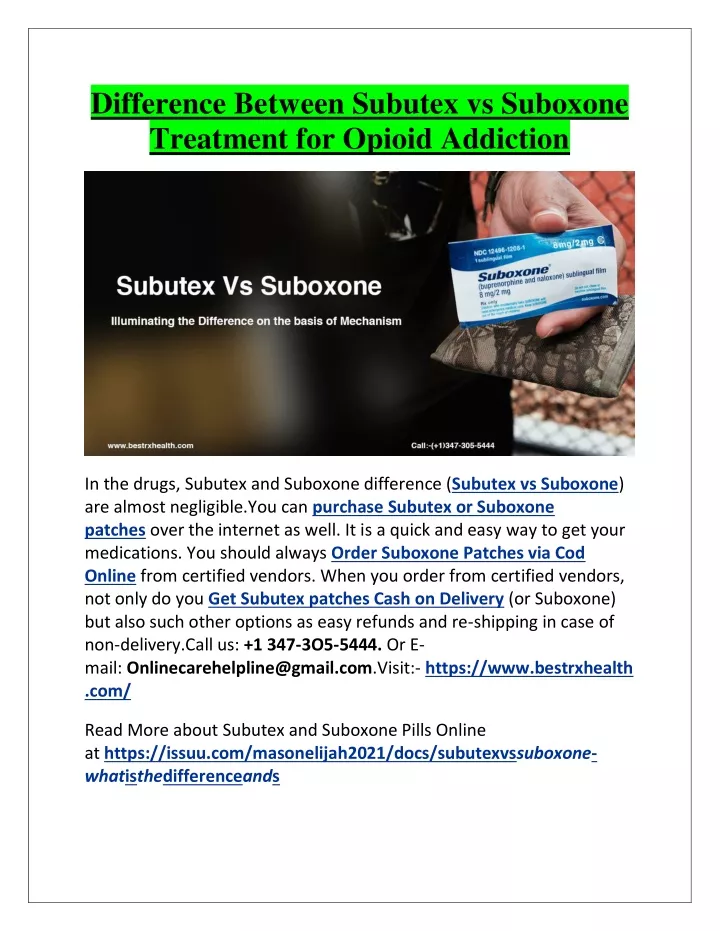 difference between subutex vs suboxone treatment