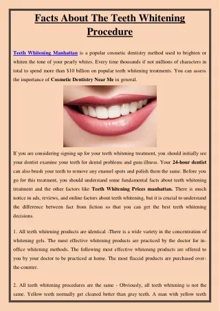 facts about the teeth whitening procedure