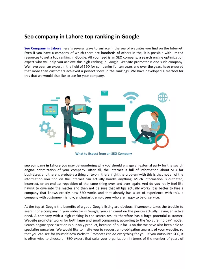 seo company in lahore top ranking in google