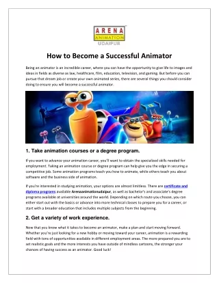 How to Become a Successful Animator
