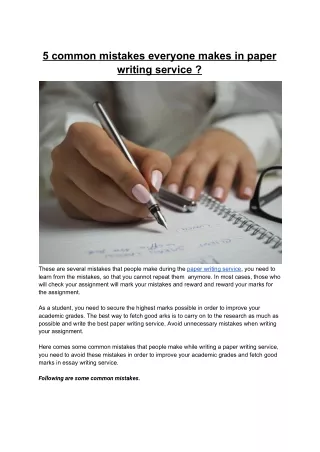 5 common mistakes everyone makes in paper writing service ?