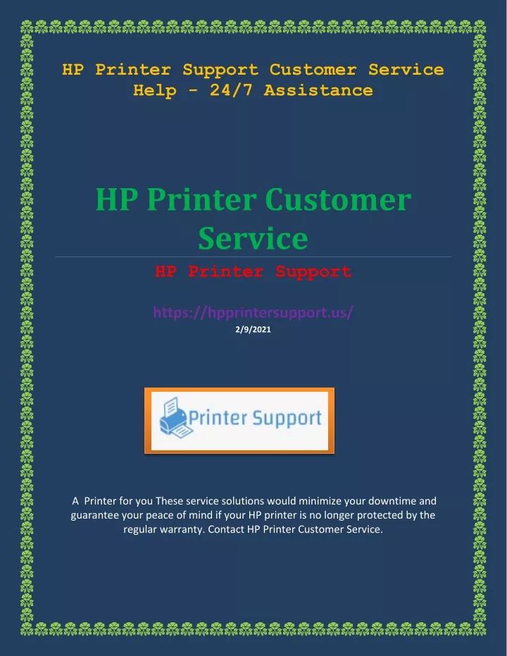 hp printer support customer service help