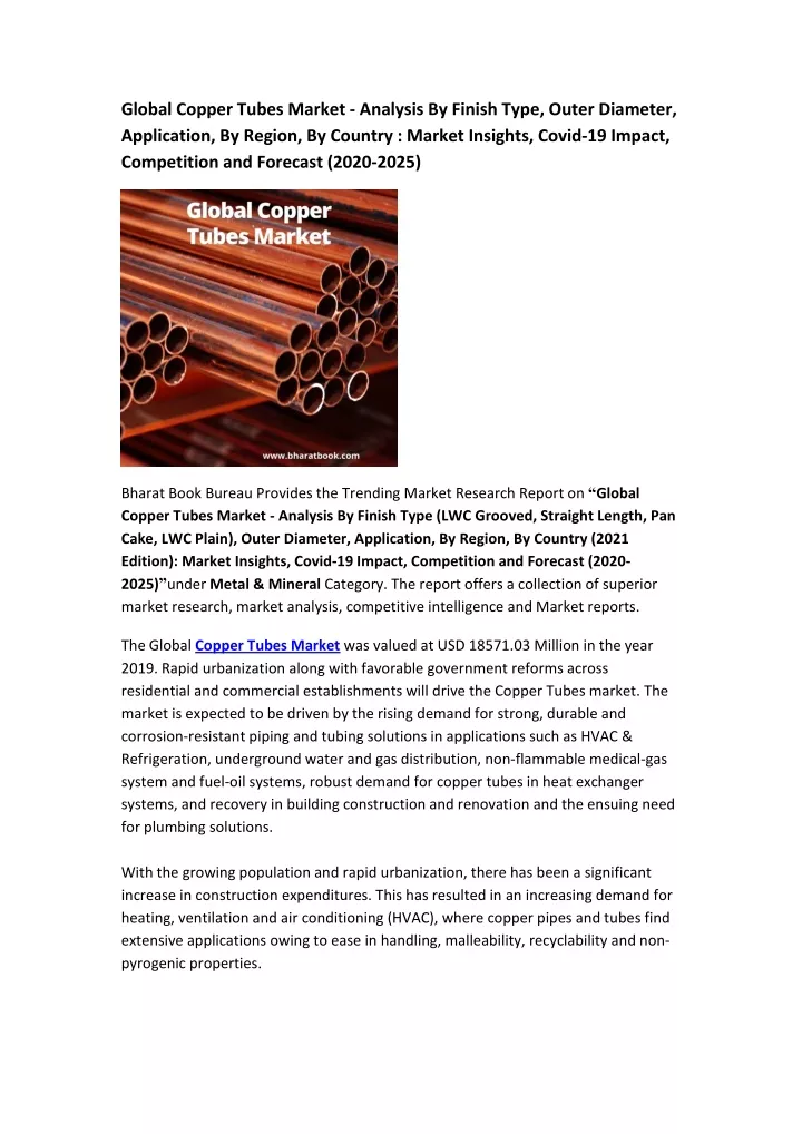 global copper tubes market analysis by finish